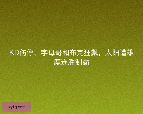 KD伤停，字母哥和布克狂飙，太阳遭雄鹿连胜制霸